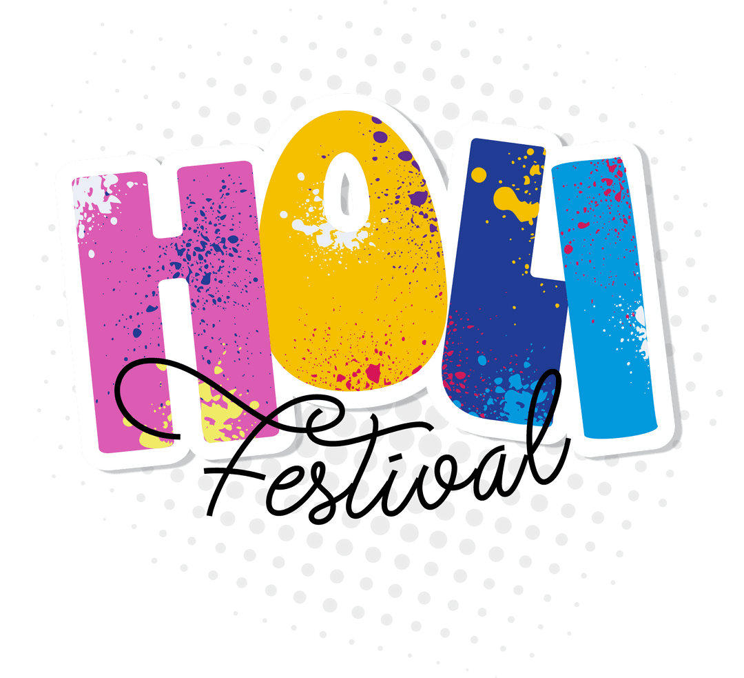 Transparent Holi Festival Painted Letters Design