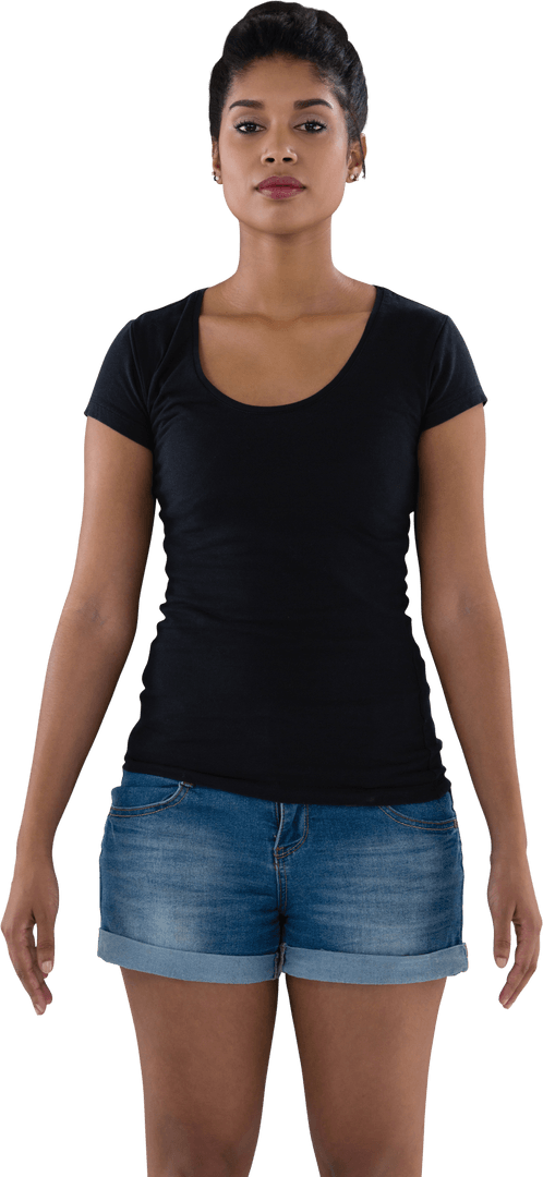 Transparent Background Young Woman Standing with Confidence