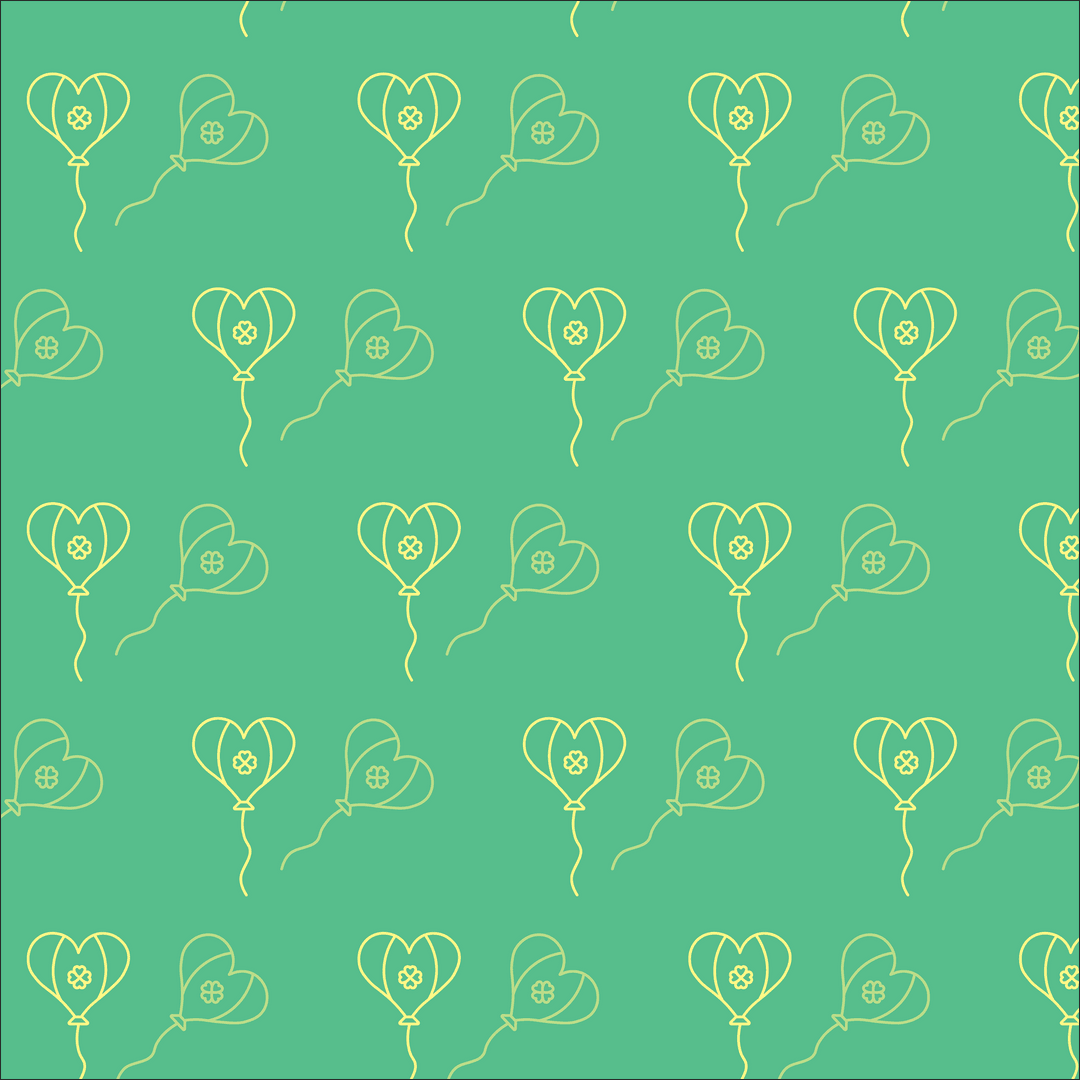 Heart Shaped Balloons Pattern on Transparent Green Background
