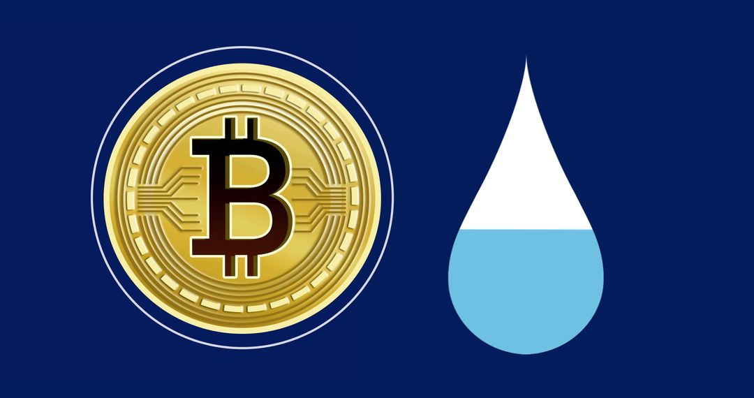 Bitcoin Symbol with Water Droplet Digital-Balance Concept