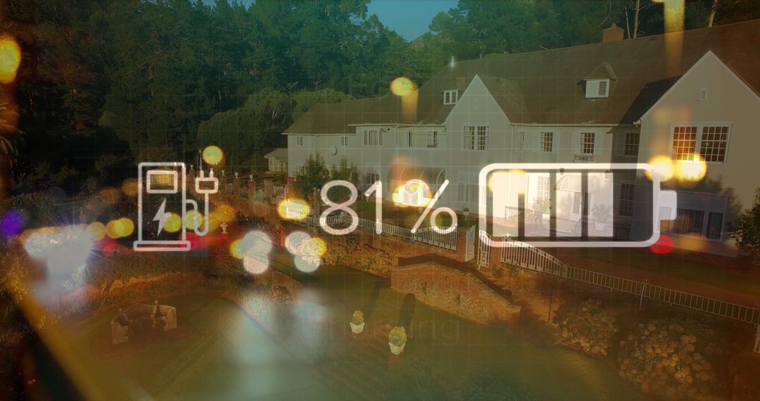 Home Electric Vehicle Charging Overlayed with Suburban House Scene