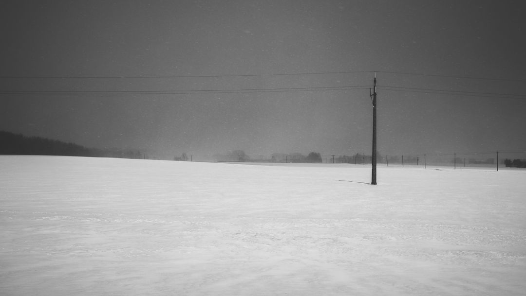 Lonely Power Line Amidst Snowy Winter Landscape - Free Images, Stock Photos and Pictures on Pikwizard.com