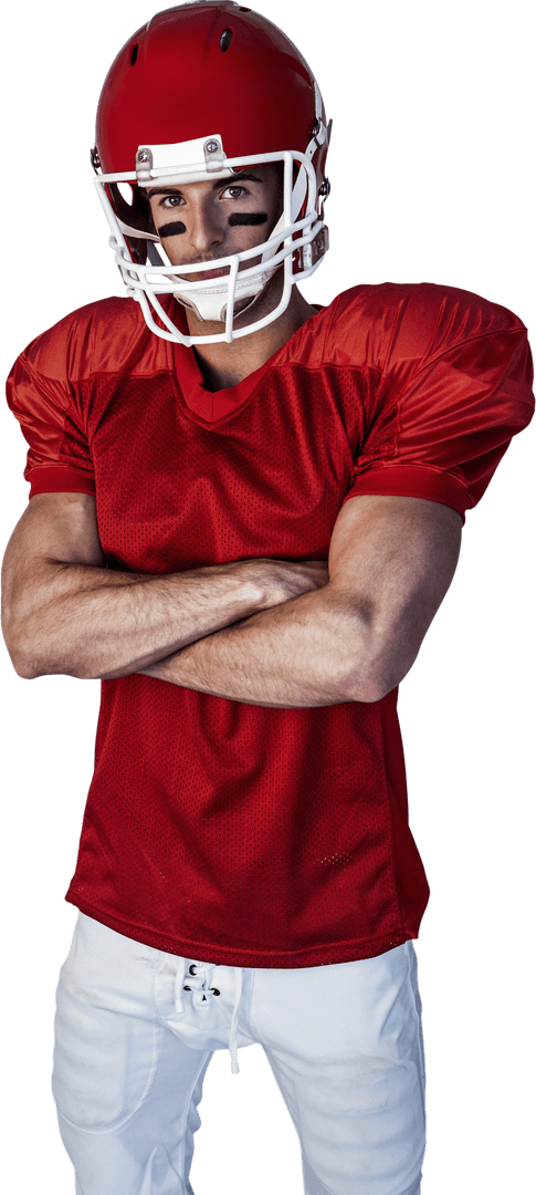Confident Rugby Player Wearing Gear on Transparent Background