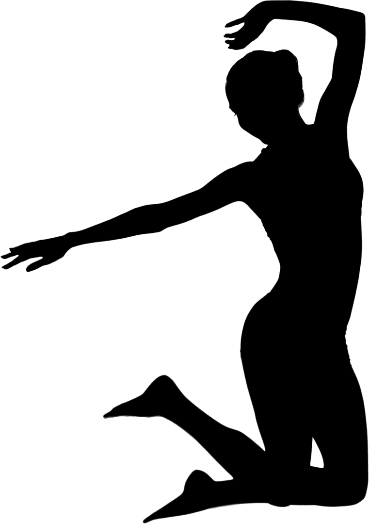 Silhouette of Woman Jumping on Transparent Background