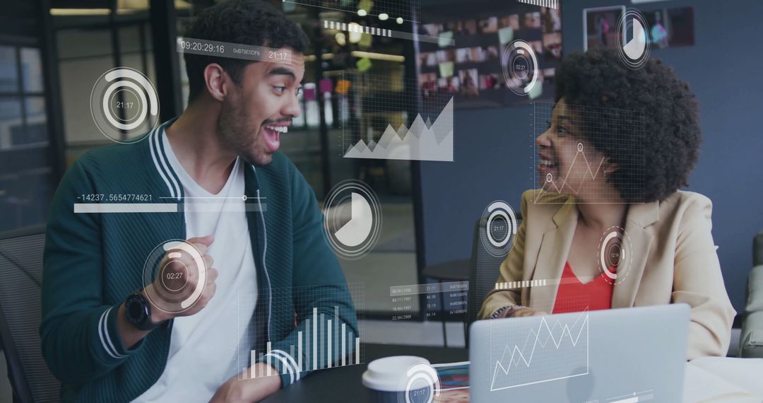 Business Collaboration with Digital Data Overlays in Modern Office