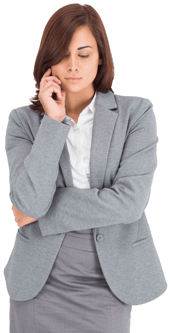 Confident Caucasian Businesswoman Posing on Transparent Background