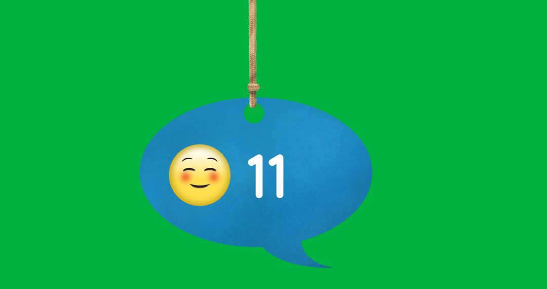Chat Bubble Emoji with Increasing Number Count on Green Background