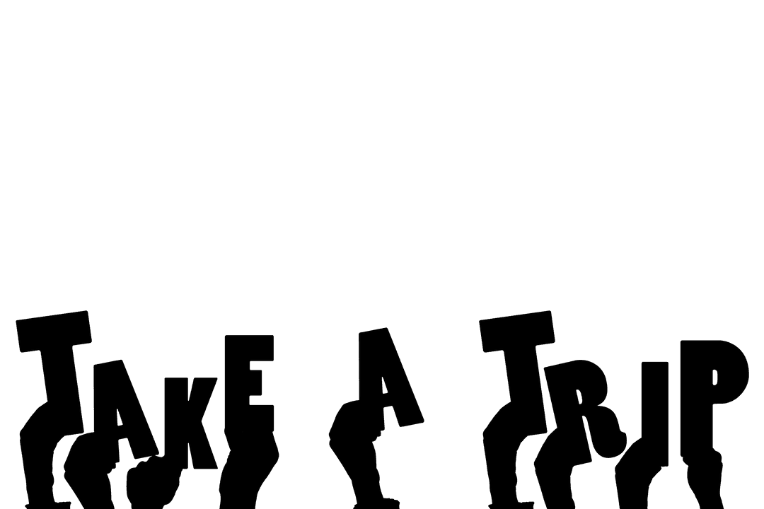 Hands Holding 'Take a Trip' Text on Transparent Background