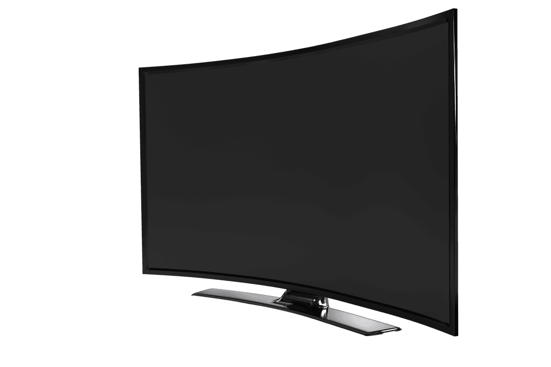 Modern Black Television on Transparent Background
