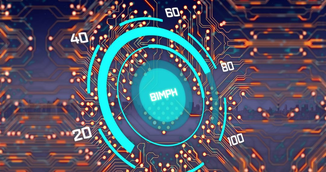 Futuristic Tech Radar with Circuit Board Overlay