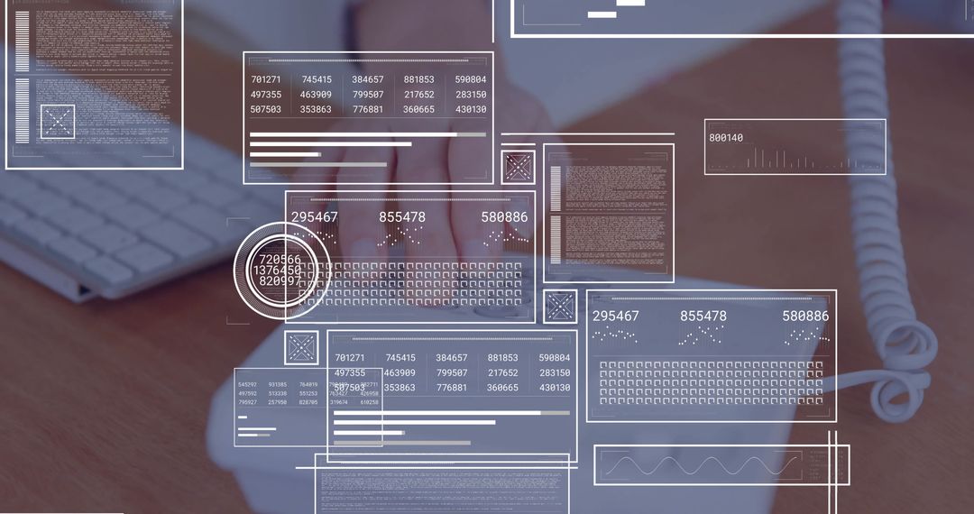 Professional Analyzing Data on Desk with Digital Overlay for Efficiency