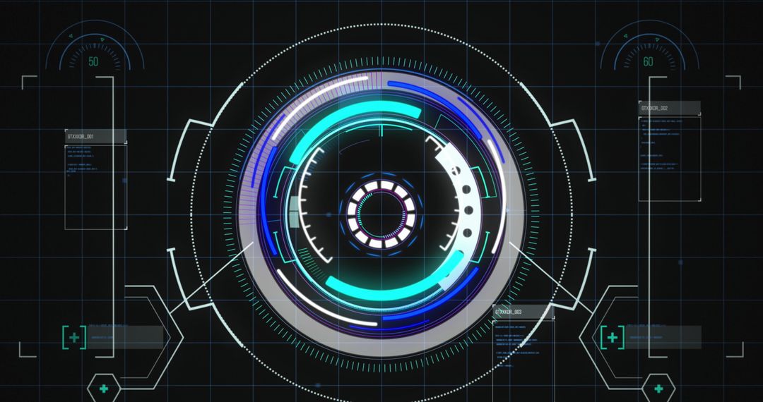 Futuristic Data Processing Interface with Dynamic Elements