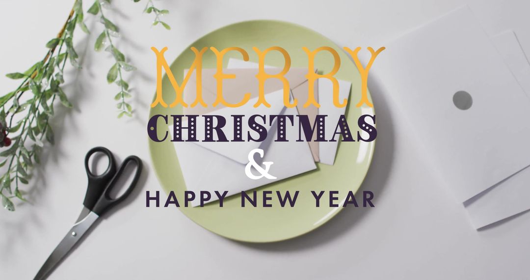 Creative Christmas Greeting with Envelopes and Scissors