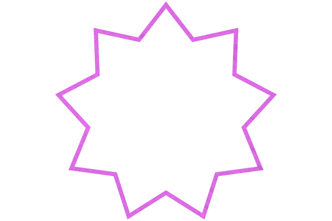 Bright Pink Geometric Star on Transparent Background