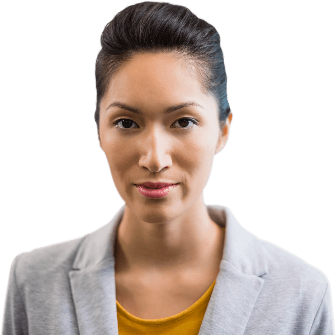 Transparent Confident Businesswoman Portrait with Focused Expression