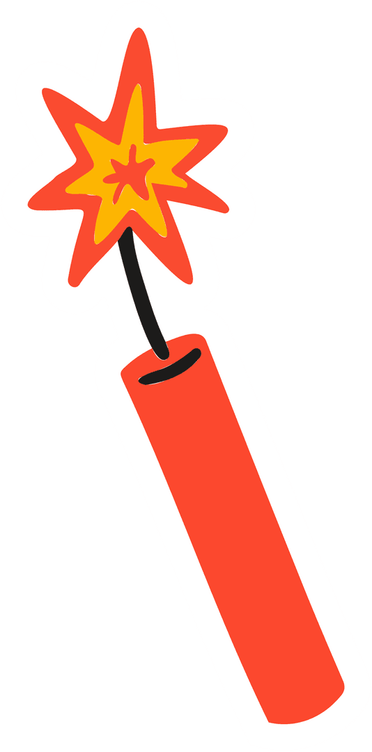 Colorful Firecracker with Spark on Transparent Background