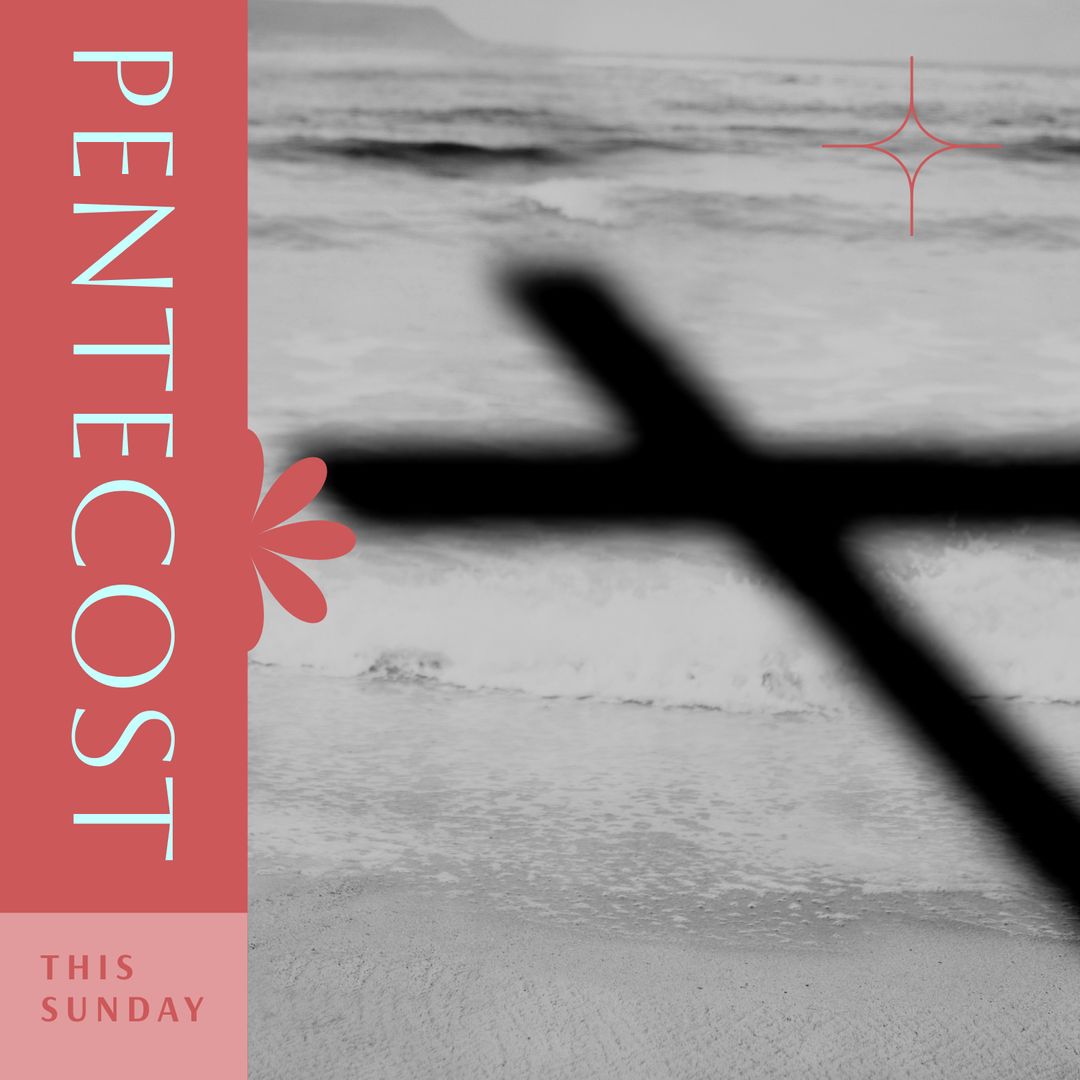 Pentecost Celebration with Cross Shadow by Ocean