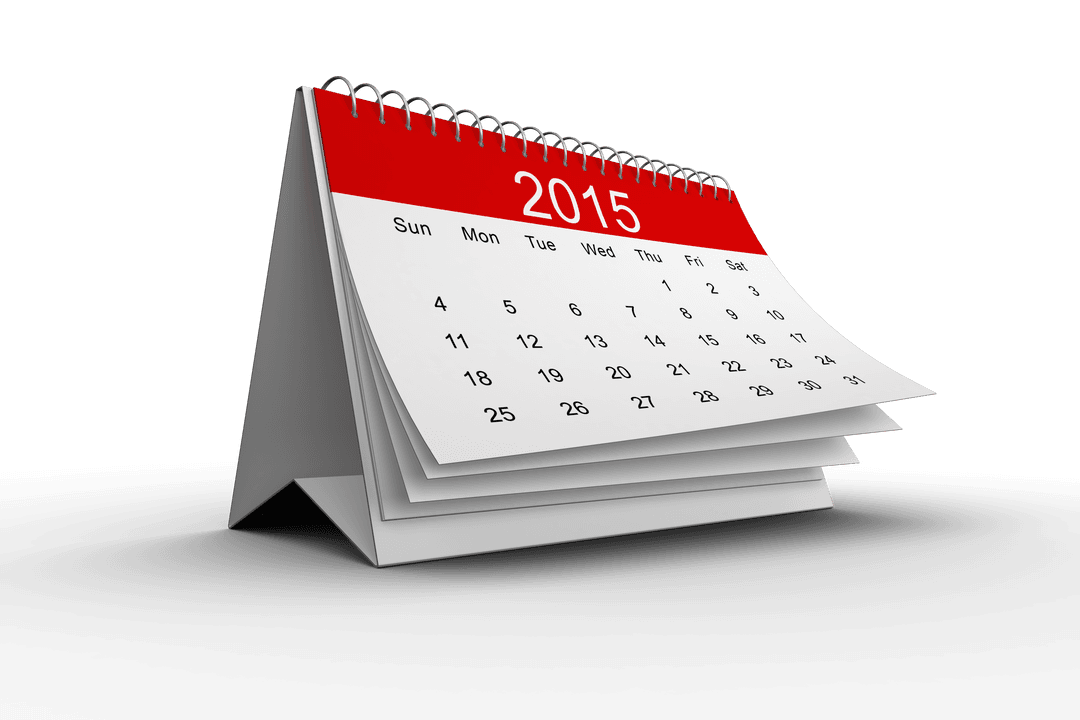 Transparent 2015 Desktop Calendar Page for Planning Designs