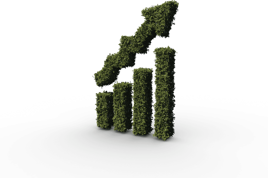 Transparent Leafy Bar Chart Growth Concept Isolated on White