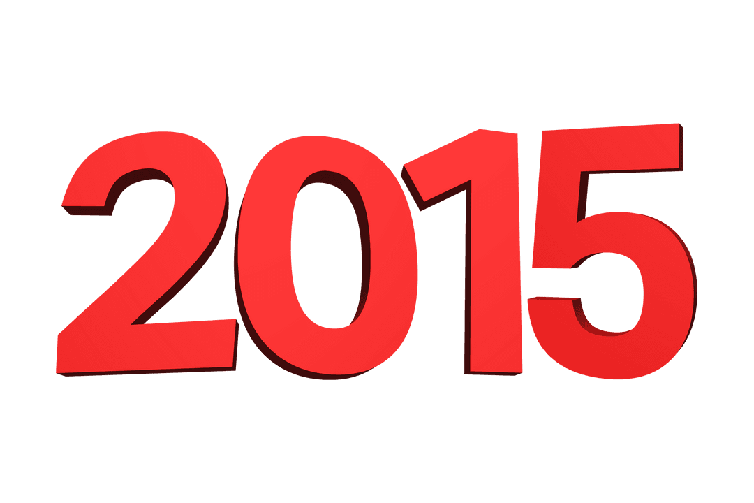Red 2015 Numeric Illustration on Transparent Background