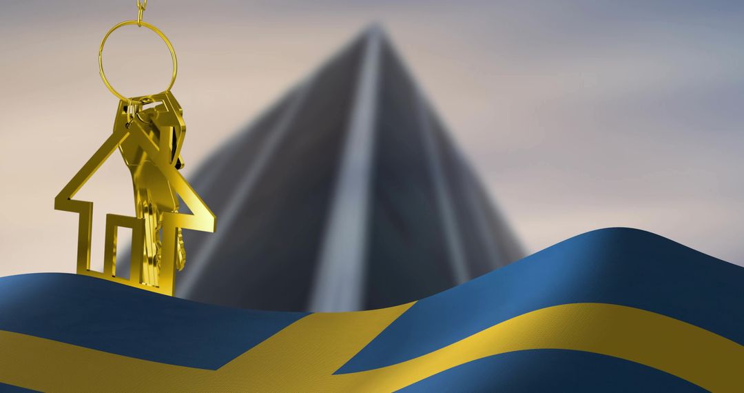 Real Estate Concepts in Sweden with House Key and Flag