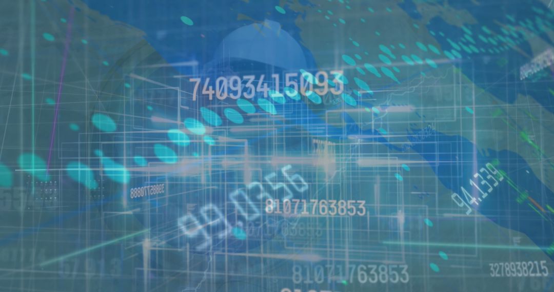 Futuristic Data Visualization with Digital World Map Overlay