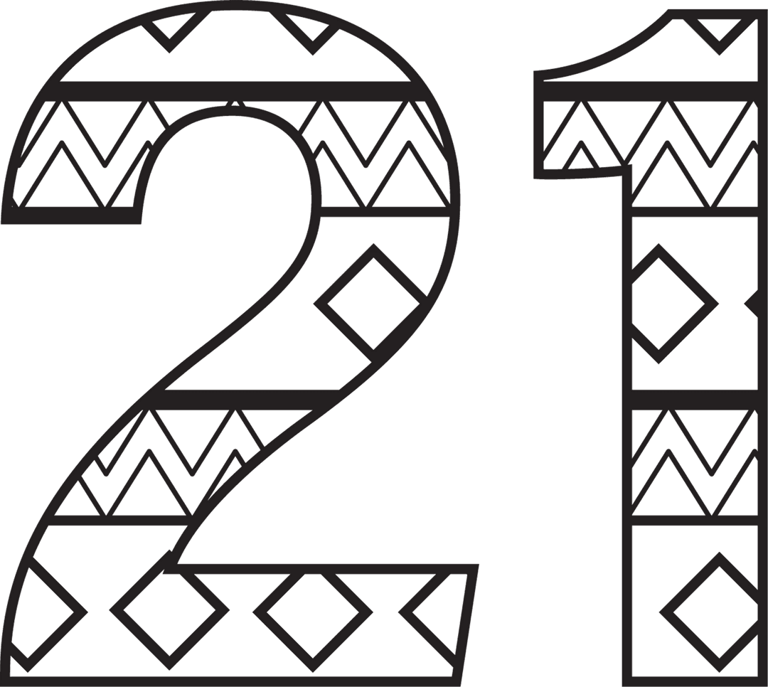 Black Number 21 with Geometric Pattern on Transparent Background - Download Free Stock Images Pikwizard.com