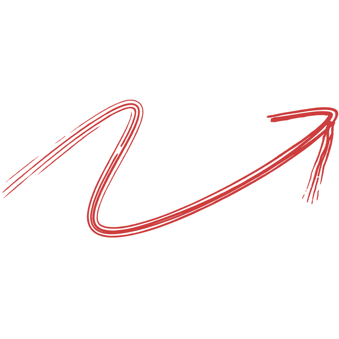 Digital Illustration of Red Curved Arrow on Transparent Background