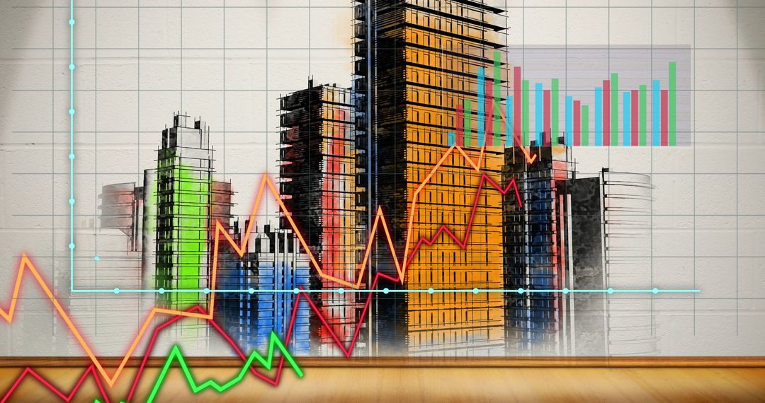 Financial Data Visualization with Urban Skyline