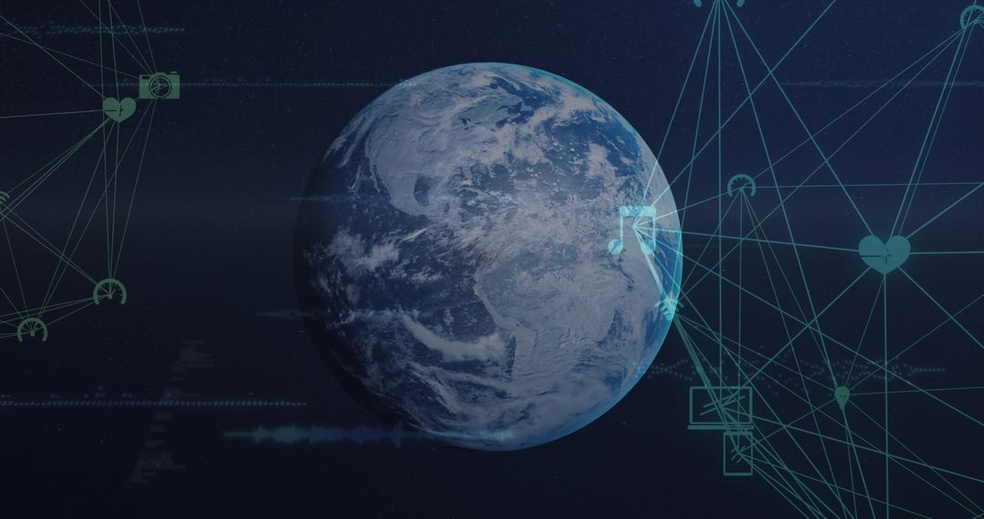 Digital Global Network Connections Around Planet Earth