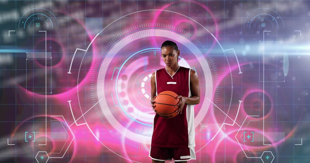 Dynamic Basketball Player with Digital Interface Backdrop - Free Images, Stock Photos and Pictures on Pikwizard.com