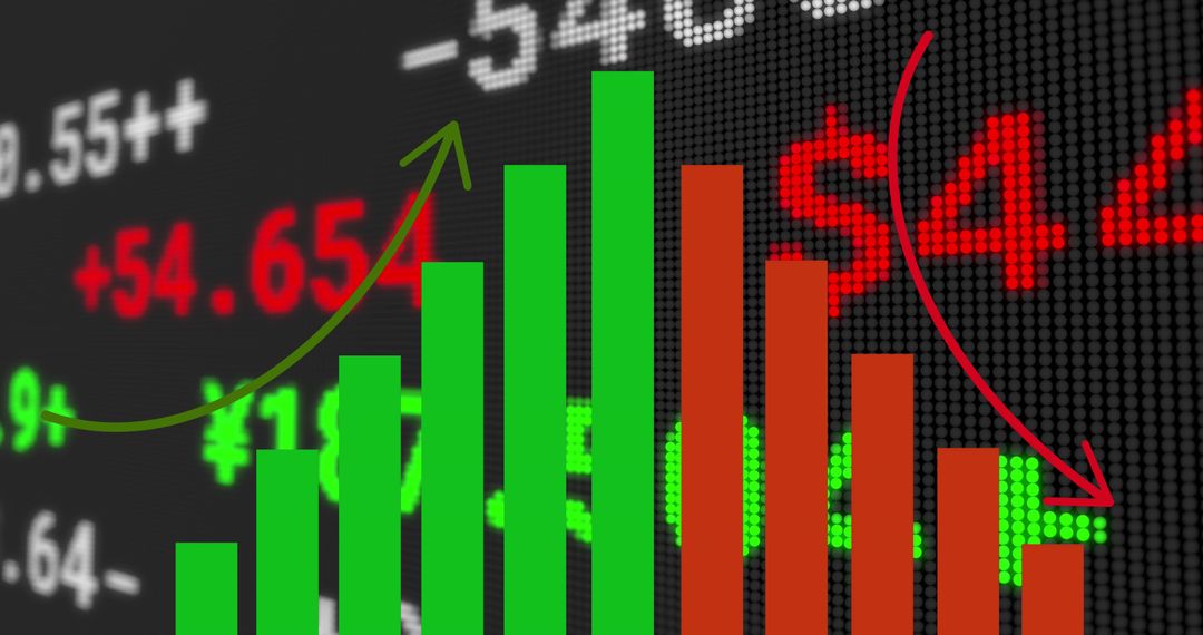 Green and Red Bar Graph Overlaying Stock Market Data
