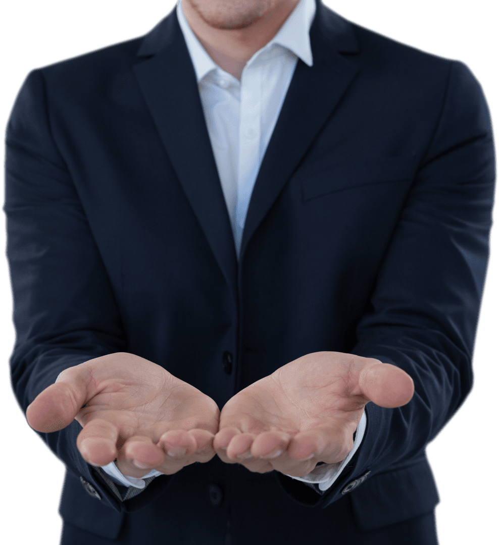 Caucasian Man's Bare Hands Transparent Background Officer Attire