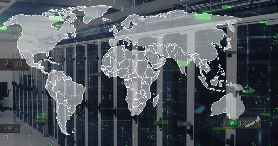 Global Data Network Visualization in Modern Server Room