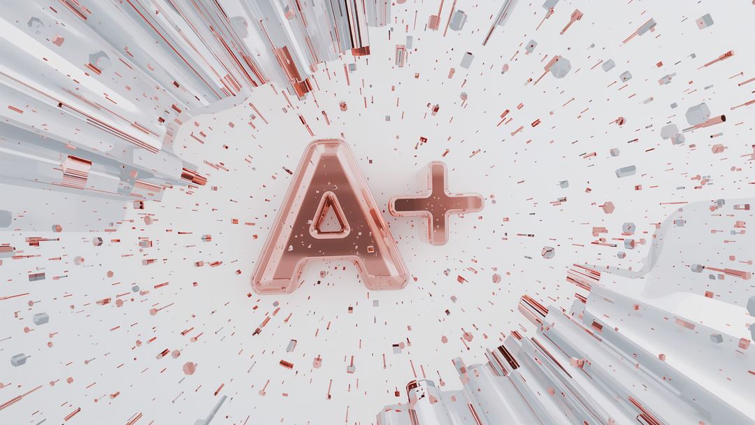 Dynamic 3D A+ Symbol with Energetic Particle Burst