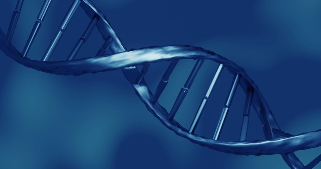 Rotating 3D DNA Strand in Blue Hue