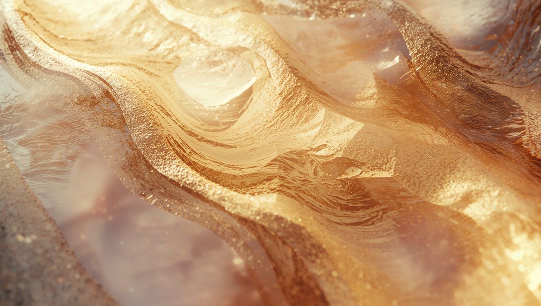 Luxurious Golden Waves Abstract Art with Shimmer