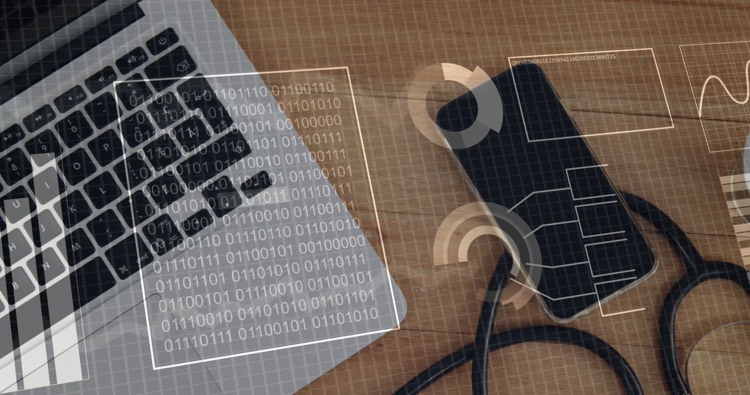 Digital Financial Data with Laptop and Smartphone on Desk