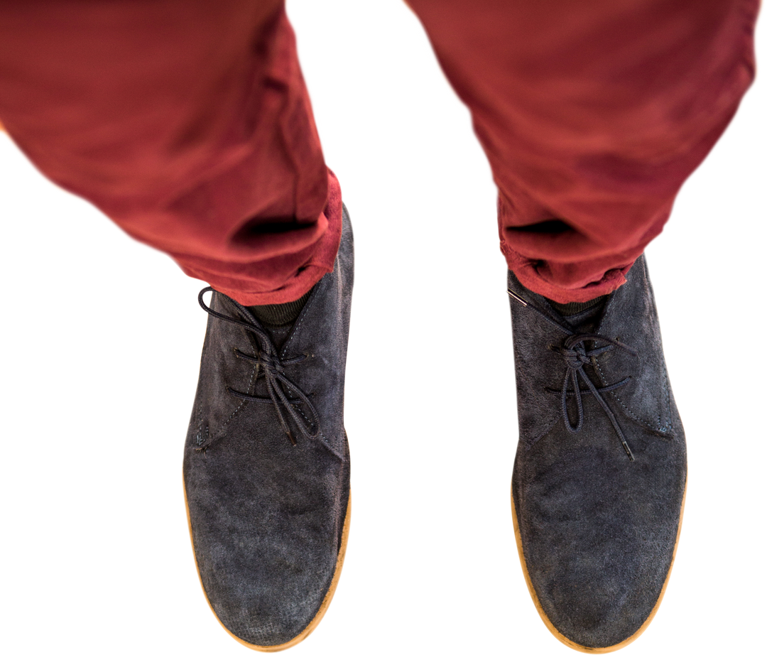 Transparent view of man's lower body wearing black shoes and red pants - Download Free Stock Images Pikwizard.com