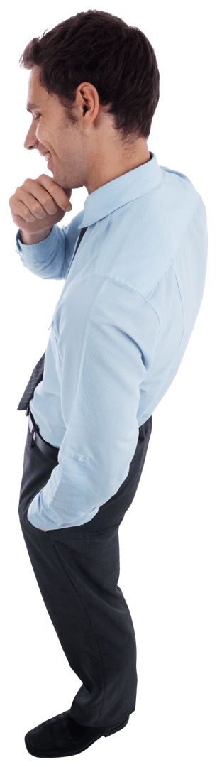 Transparent Pensive Businessman Deep in Thought