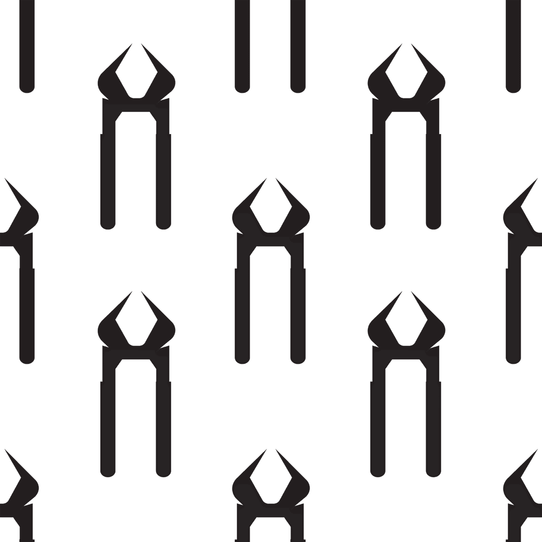 Seamless Pattern of Black Pliers on Transparent Background