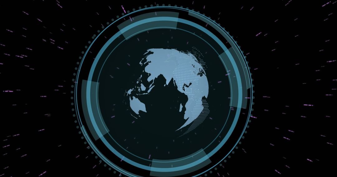 Digital Interface with Global Scan Over Globe Silhouette