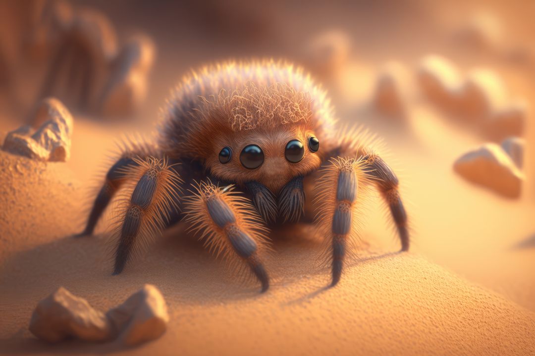 Cute orange spider with on sand with rocks created using generative ai technology - Free Images, Stock Photos and Pictures on Pikwizard.com
