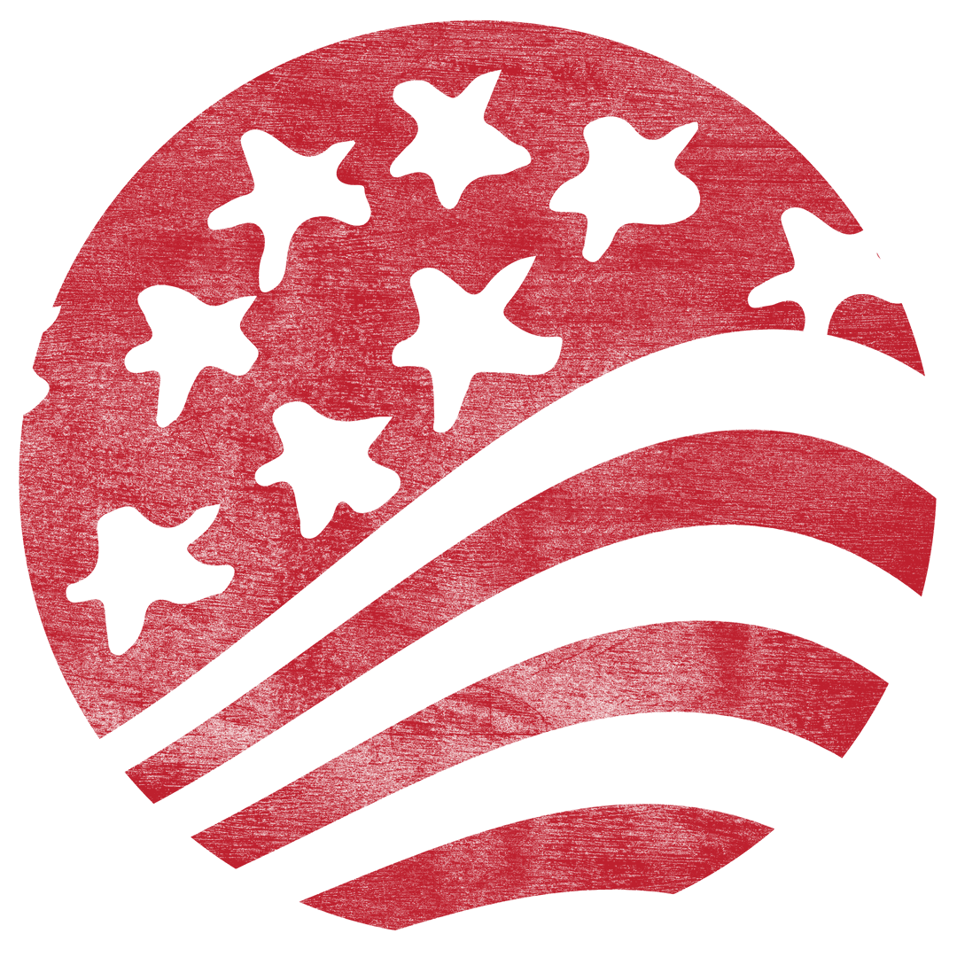 Transparent Circular Red Star Pattern with Waving Stripes