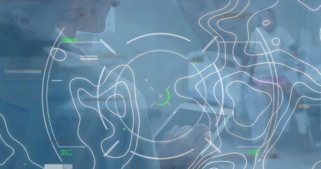 Futuristic Interface Overlay with Medical Professionals