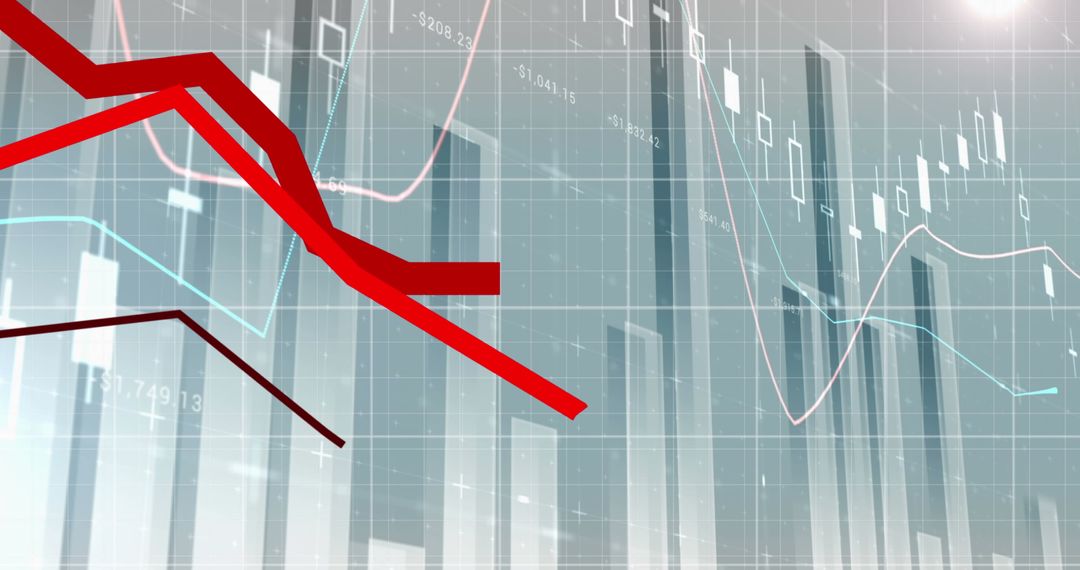Red Line Graph Illustrating Market Decline on Financial Chart