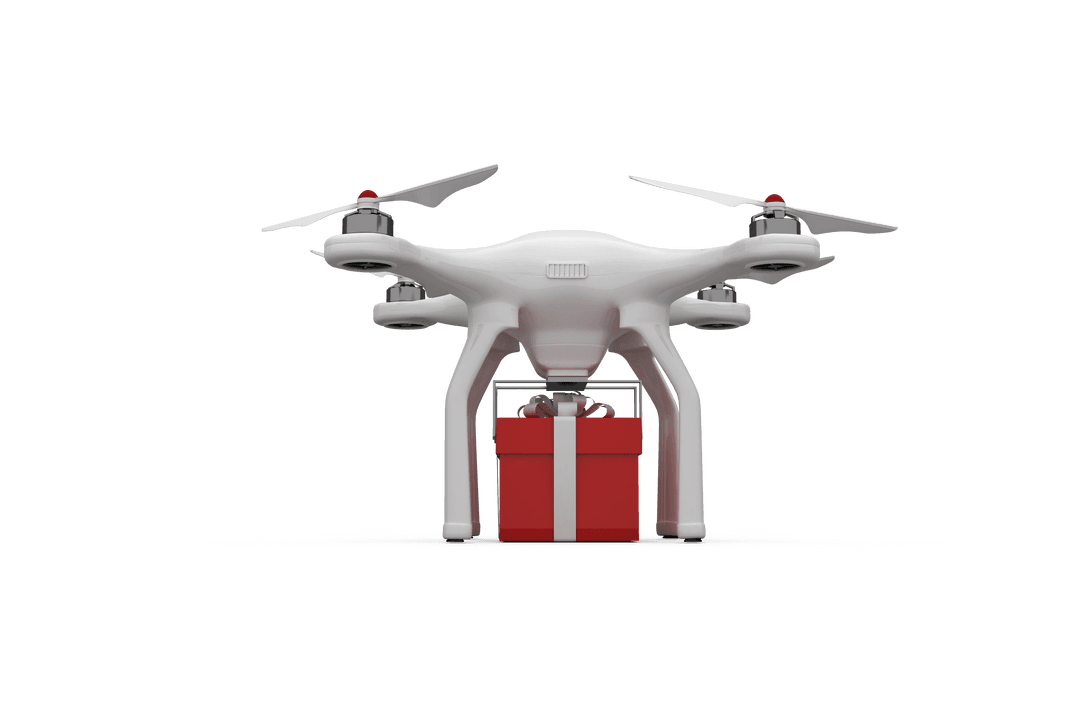 Transparent Drone Delivering Gift with Modern Technology
