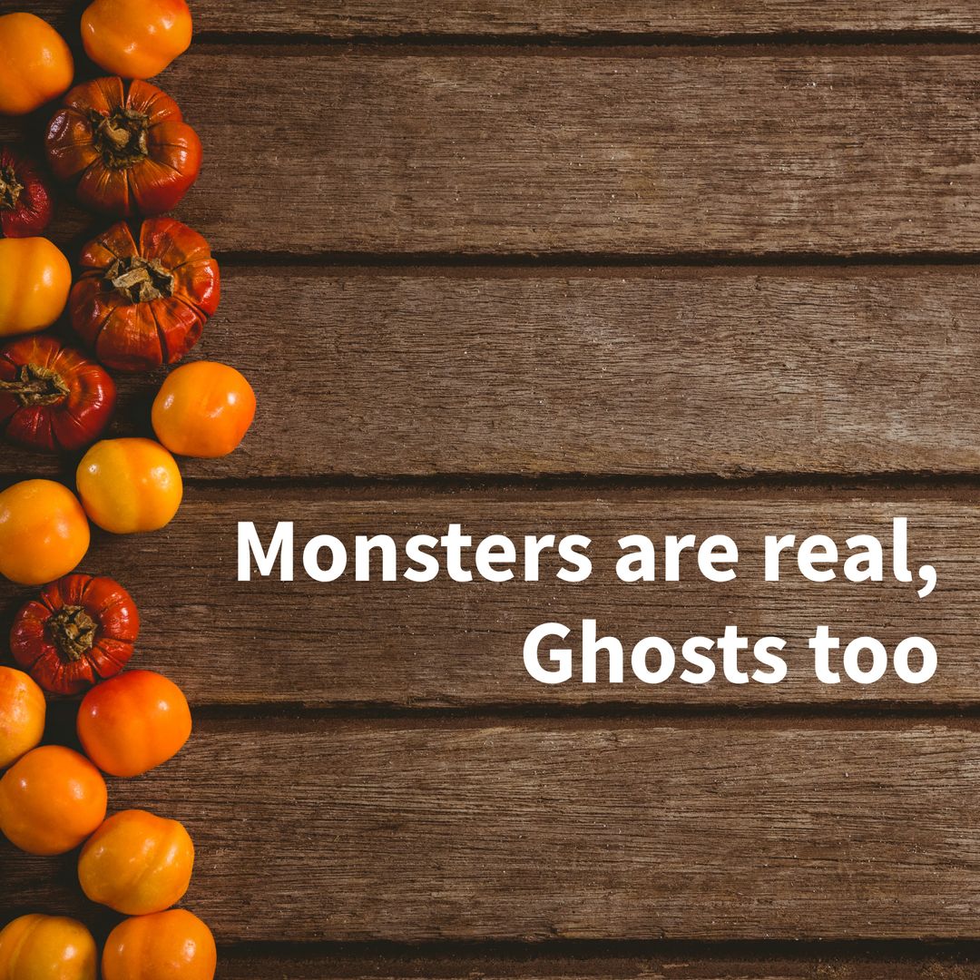 Halloween Greeting with Pumpkins and Text on Rustic Wood