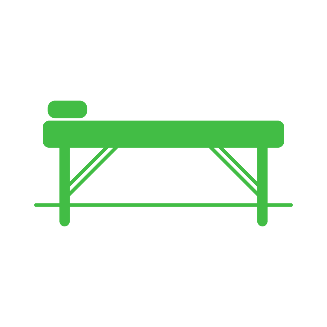 Green Massage Bed Icon on Transparent Background for Wellness