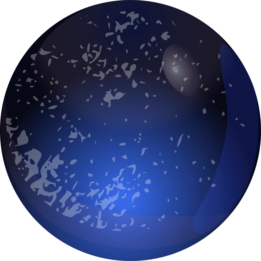 Abstract Glossy Blue Sphere on Transparent Background